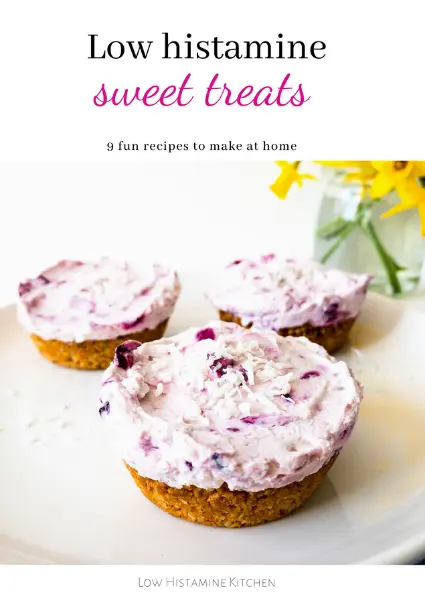 low histamine sweet treats cookbook with an image of cheesecake