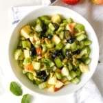 waldorf salad without mayo in a white bowl.