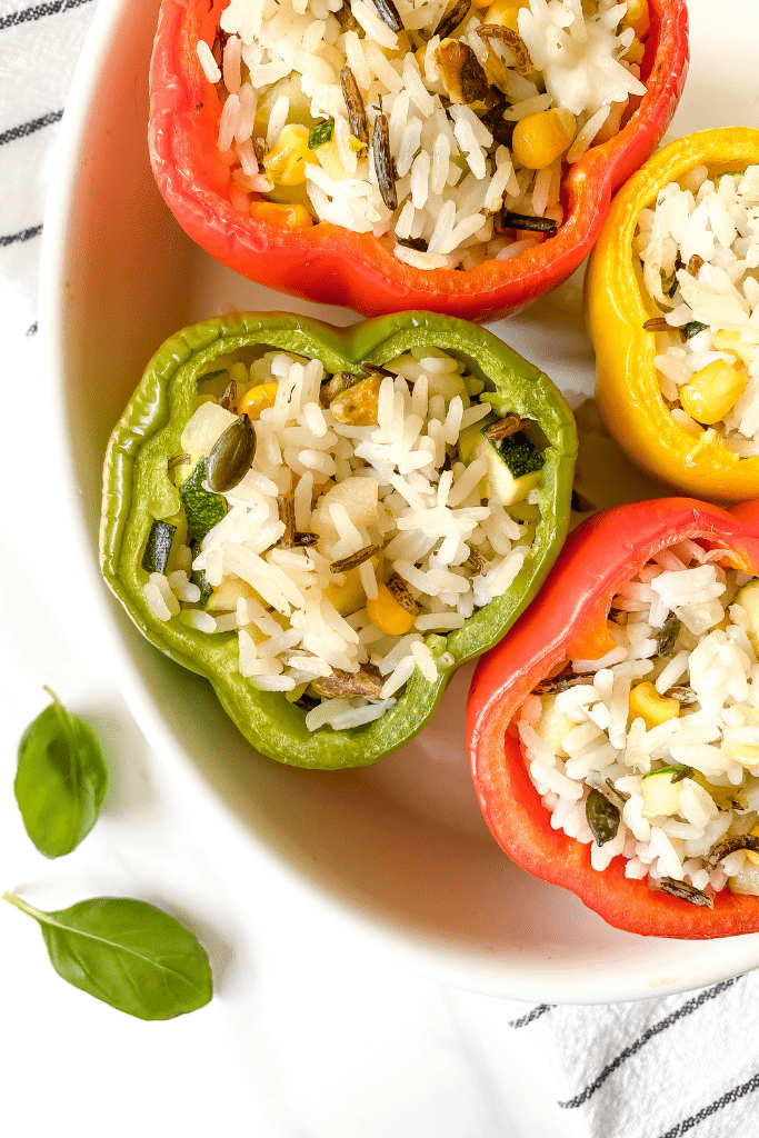 wild rice stuffed peppers with mozzarella 