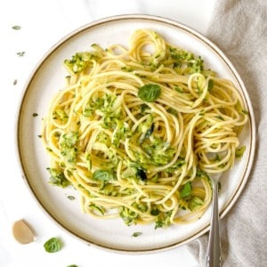bowl of brown butter zucchini pasta.