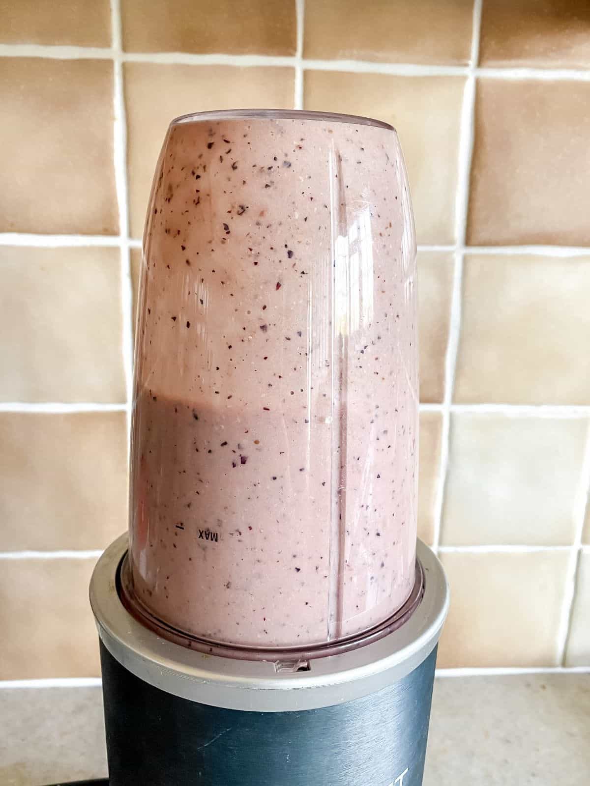 mango blueberry smoothie in a Nutri-Bullet.