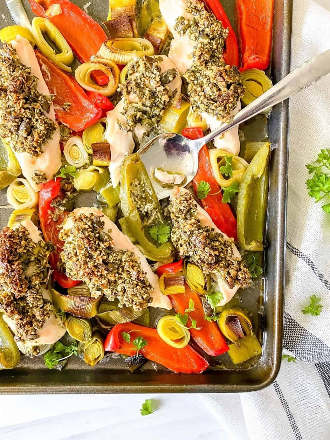 Pesto Chicken Tray Bake Through The Fibro Fog