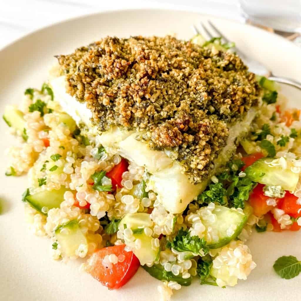 Baked Cod with Pesto Through The Fibro Fog