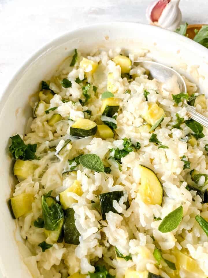 Baked kale and zucchini risotto Throughthefibrofog