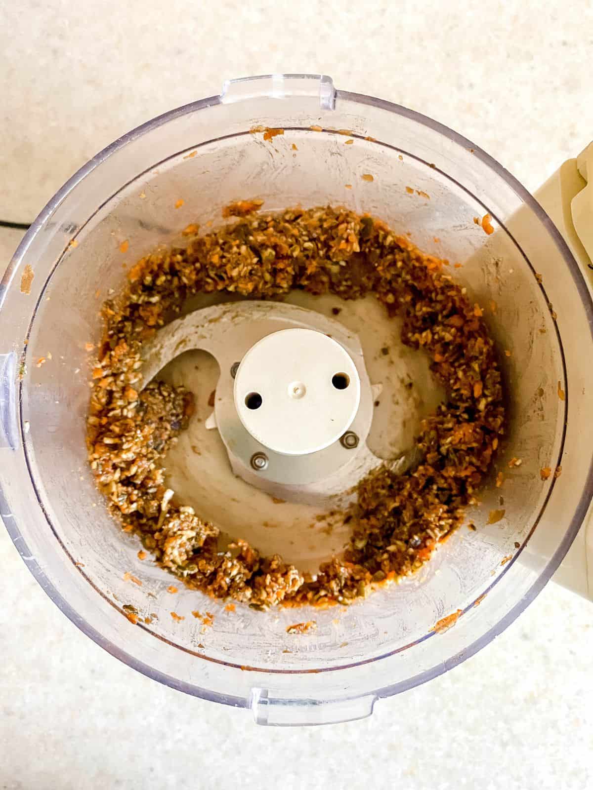 bliss ball dough in a food processor.