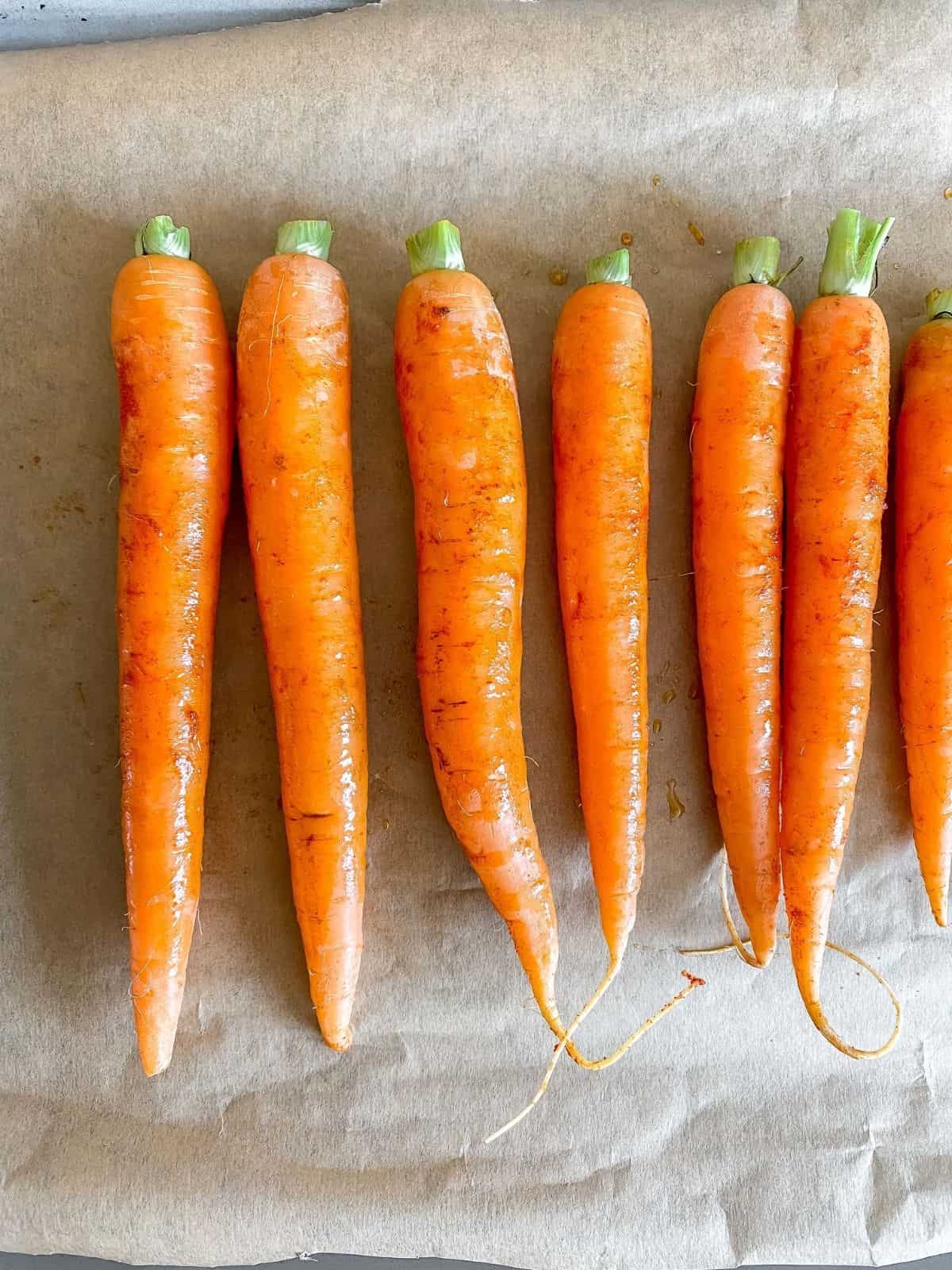 carrots on a baking tray.