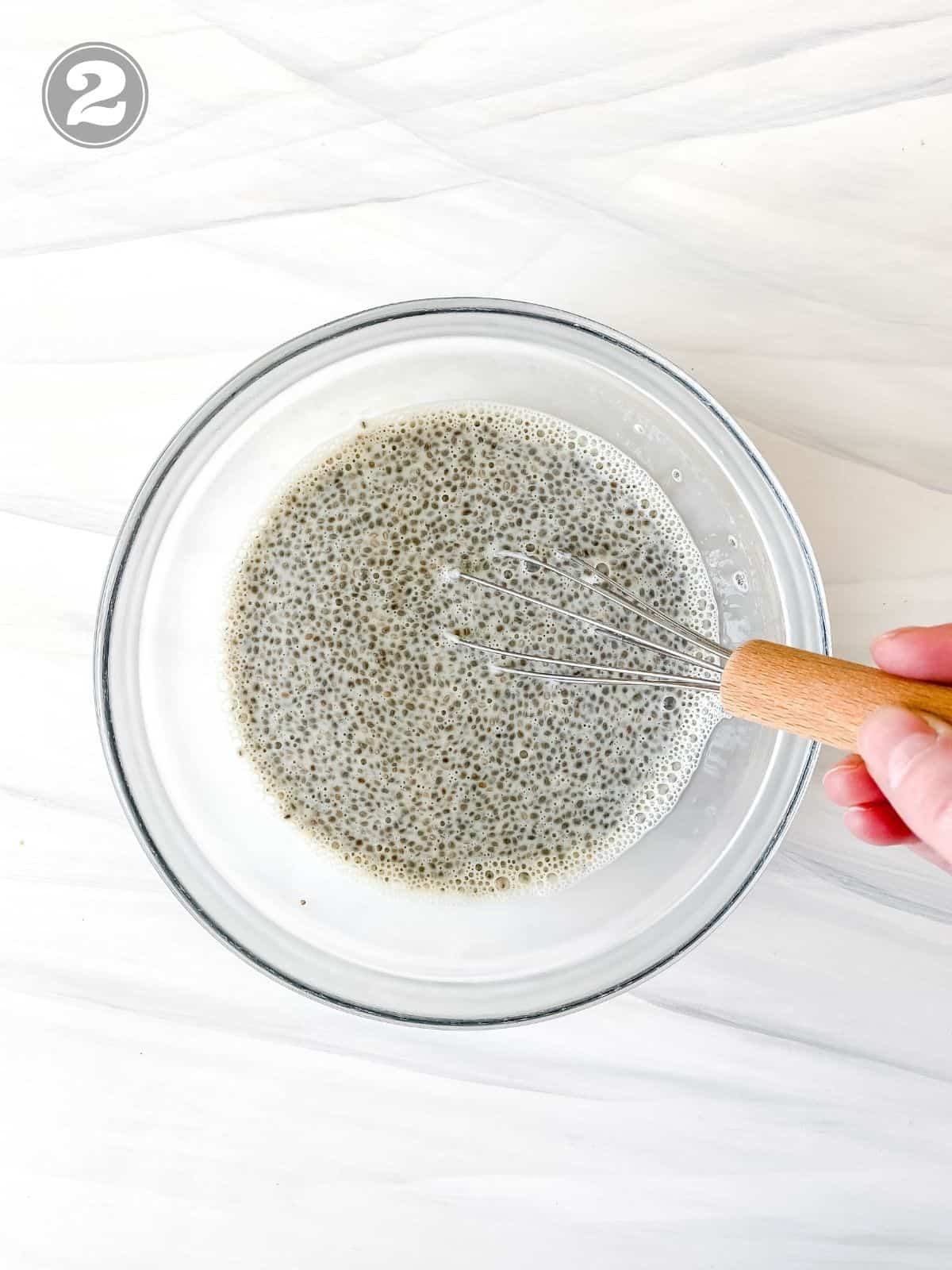 set chia pudding in a glass bowl.
