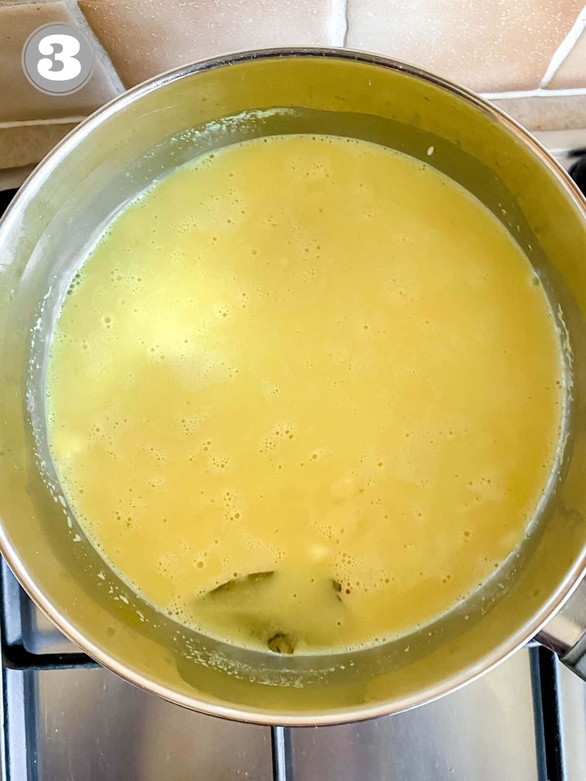 turmeric rice in a pot.