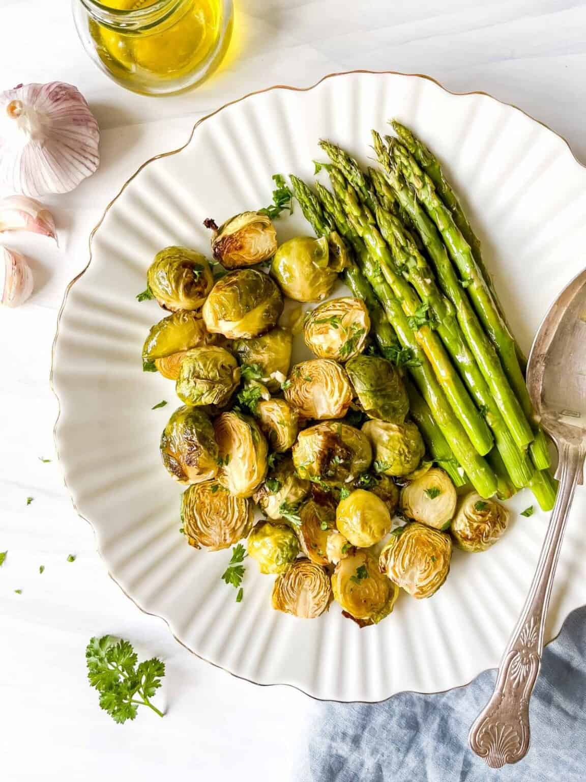 Roasted Asparagus and Brussels Sprouts Through The Fibro Fog