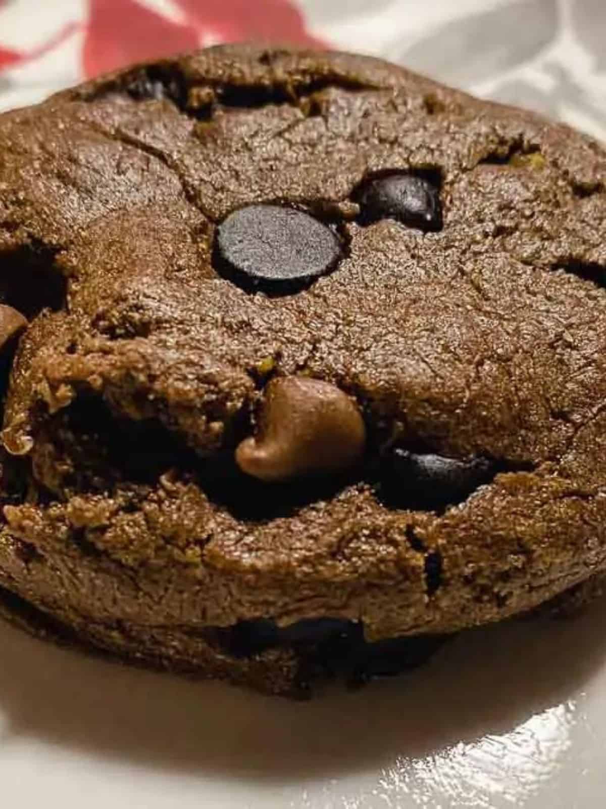 carob chip cookies on a white surface.