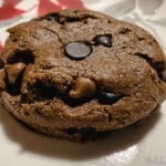 carob chip cookies on a white surface.