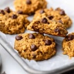 pumpkin oatmeal cookies on a baking tray.
