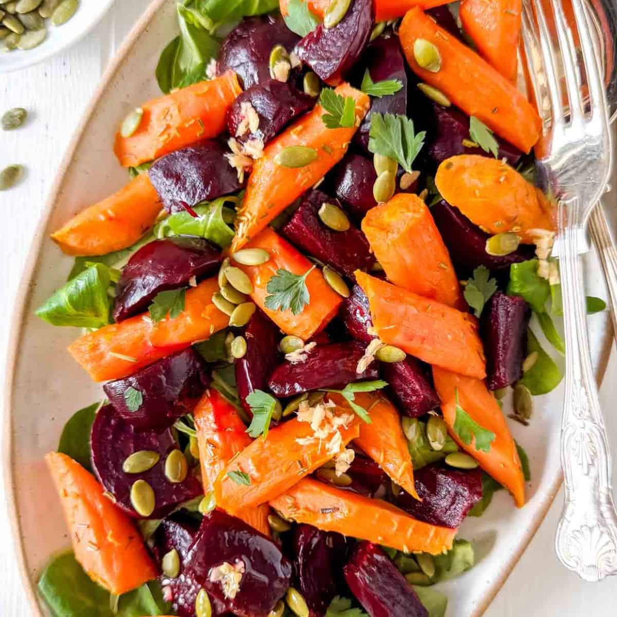 carrot and beetroot salad with orange dressing Beet and Carrot Salad