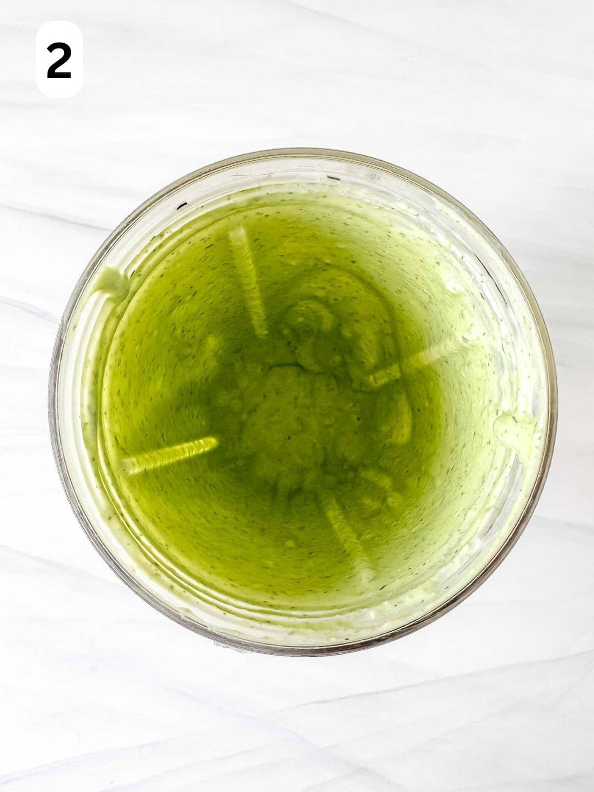 cottage cheese salad dressing in a blender cup labelled number two.